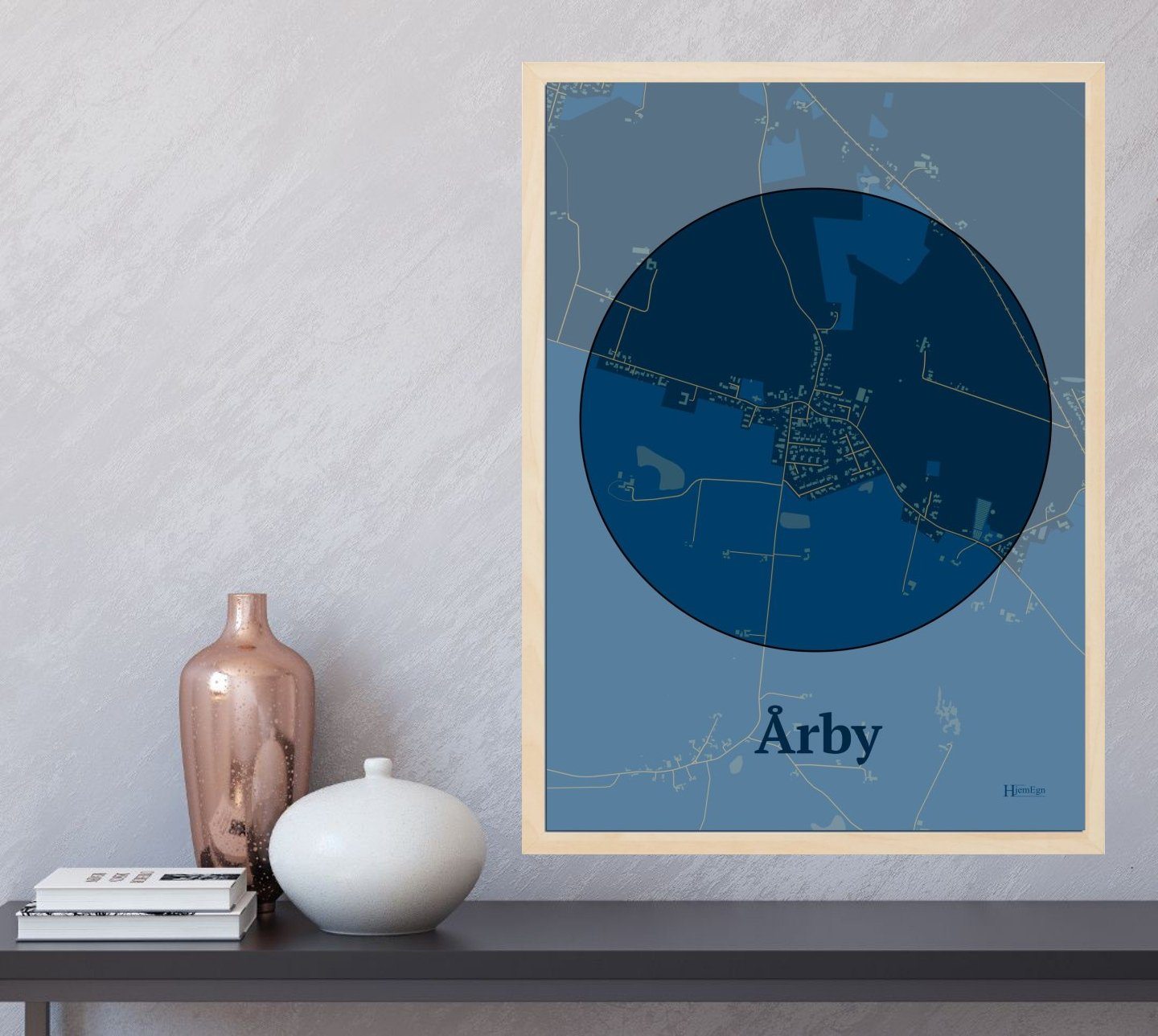 Årby plakat i farve og HjemEgn.dk design centrum. Design bykort for Årby