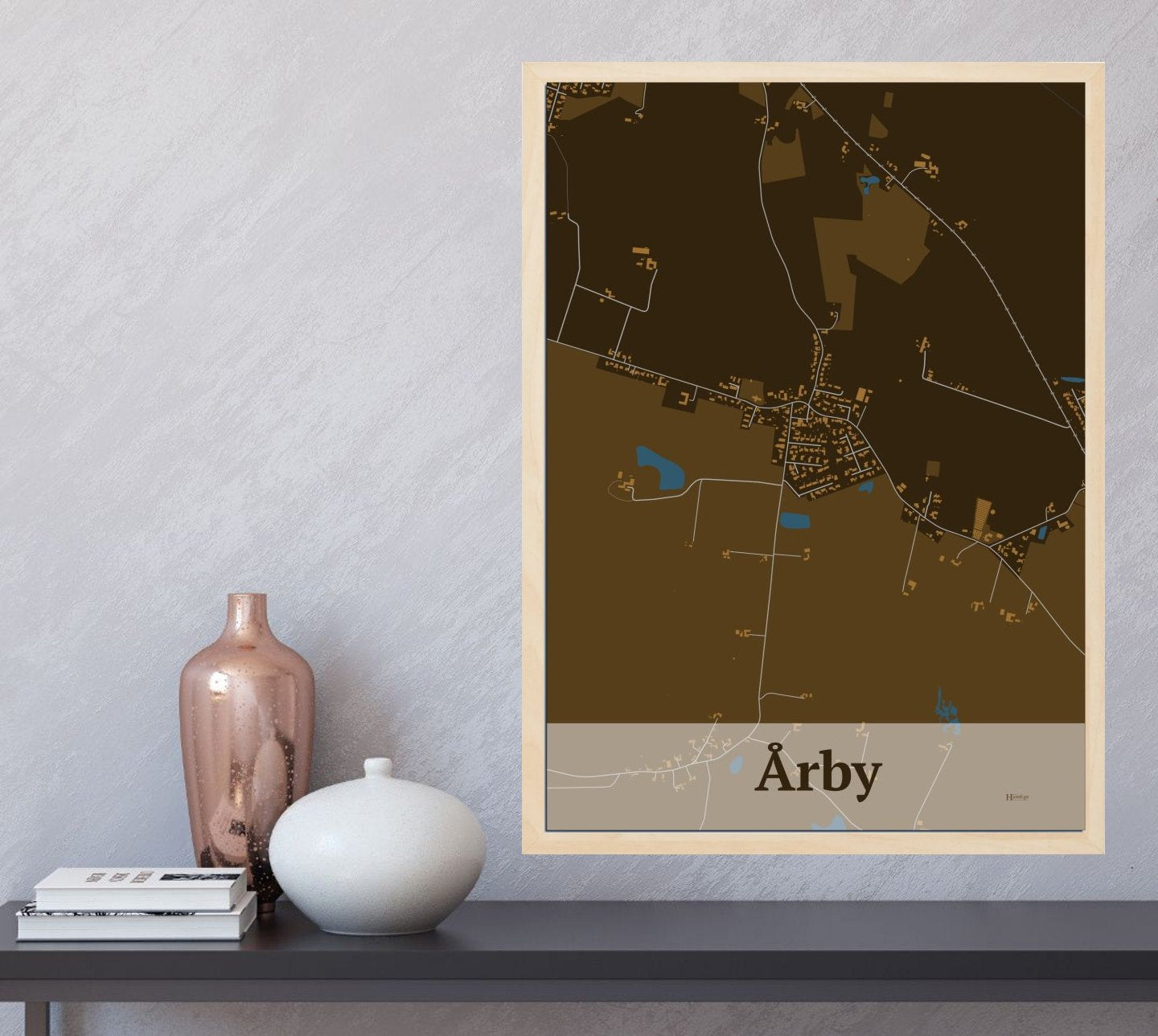 Årby plakat i farve og HjemEgn.dk design firkantet. Design bykort for Årby