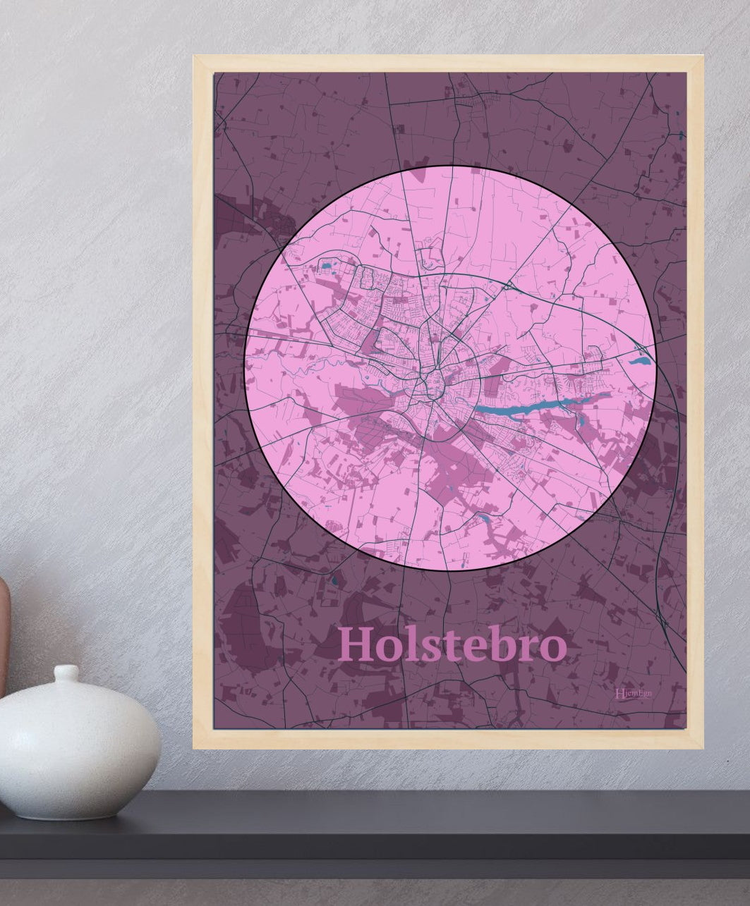 Holstebro plakat i farve og HjemEgn.dk design centrum. Design bykort for Holstebro