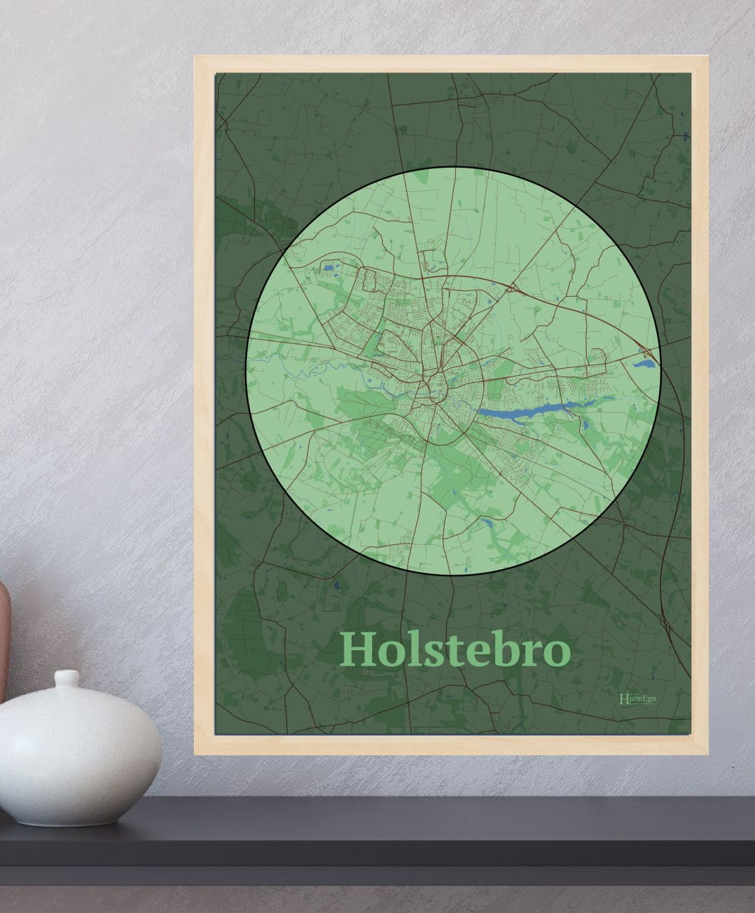 Holstebro plakat i farve og HjemEgn.dk design centrum. Design bykort for Holstebro