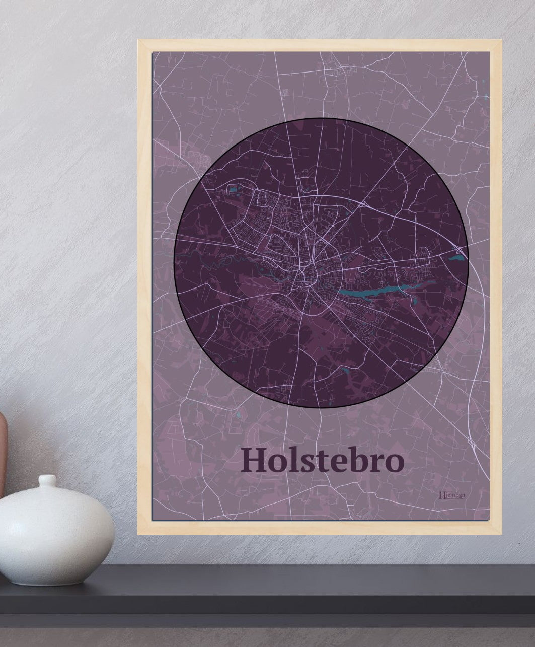 Holstebro plakat i farve og HjemEgn.dk design centrum. Design bykort for Holstebro