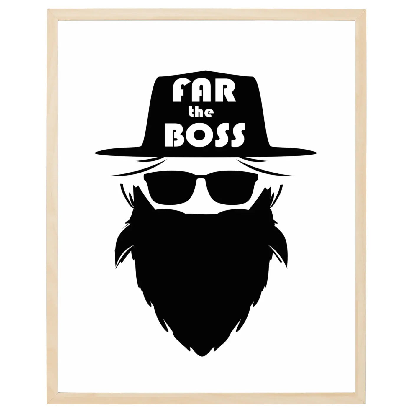 Far plakat - Far the Boss tekst med billede af ansigtet på en sej far