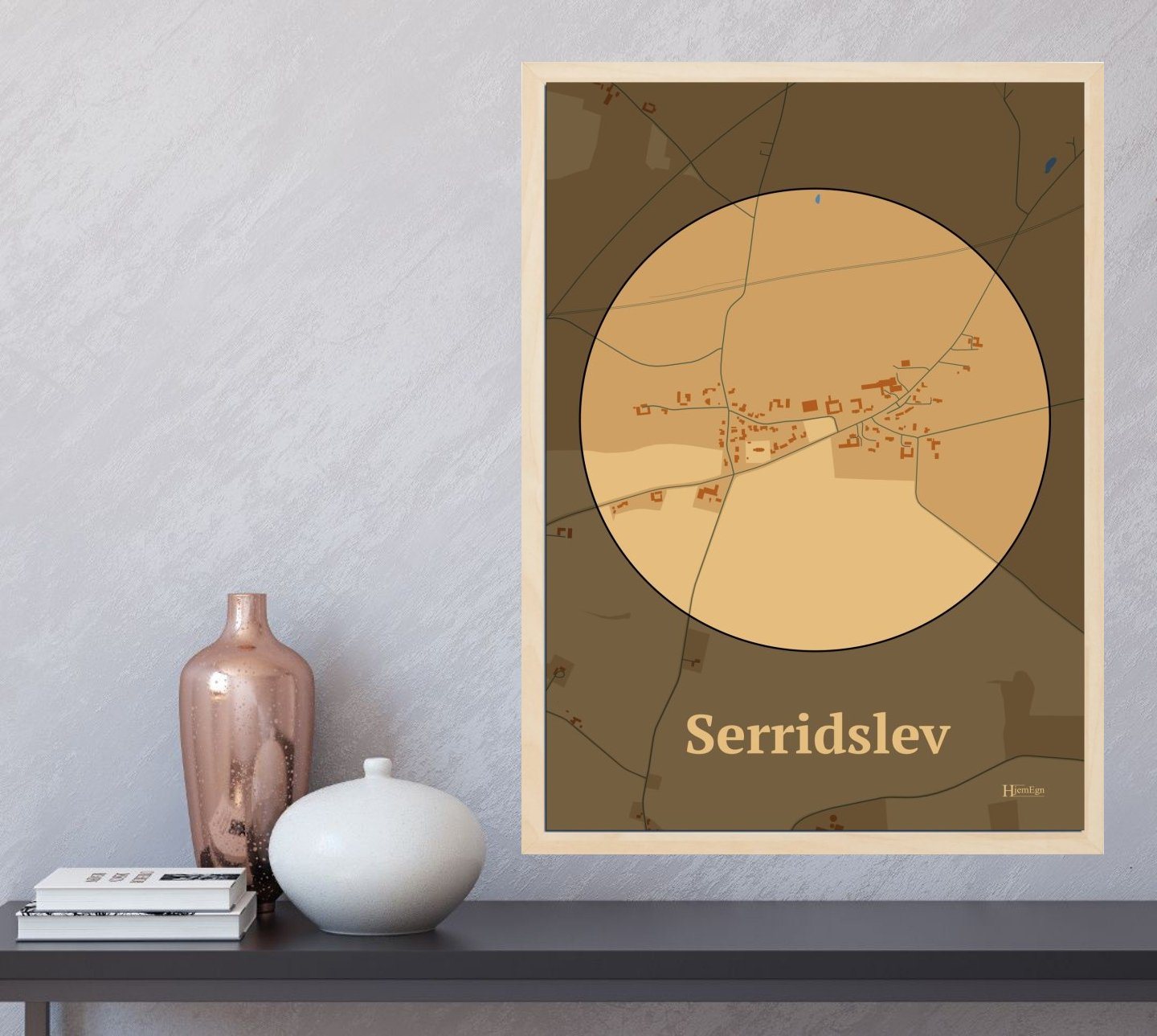 Serridslev plakat i farve og HjemEgn.dk design centrum. Design bykort for Serridslev