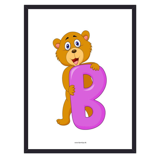 børneplakat og læringsplakat med bogstaver b