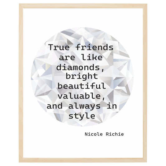 Plakat med citat fra Nicole Richie om sande venskaber