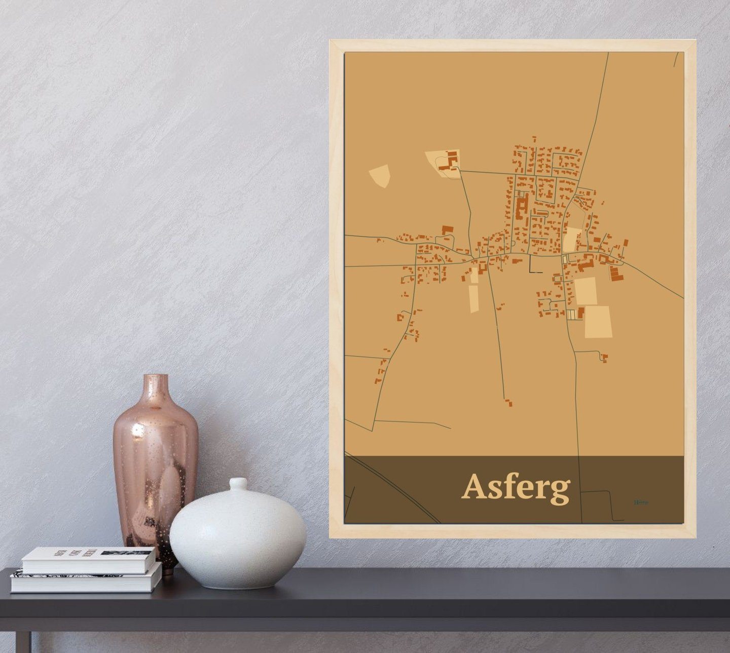 Asferg plakat i farve  og HjemEgn.dk design firkantet. Design bykort for Asferg
