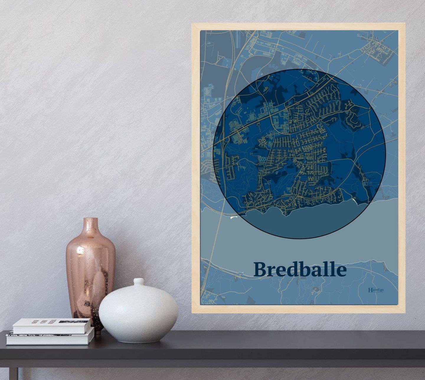 Bredballe plakat i farve  og HjemEgn.dk design centrum. Design bykort for Bredballe