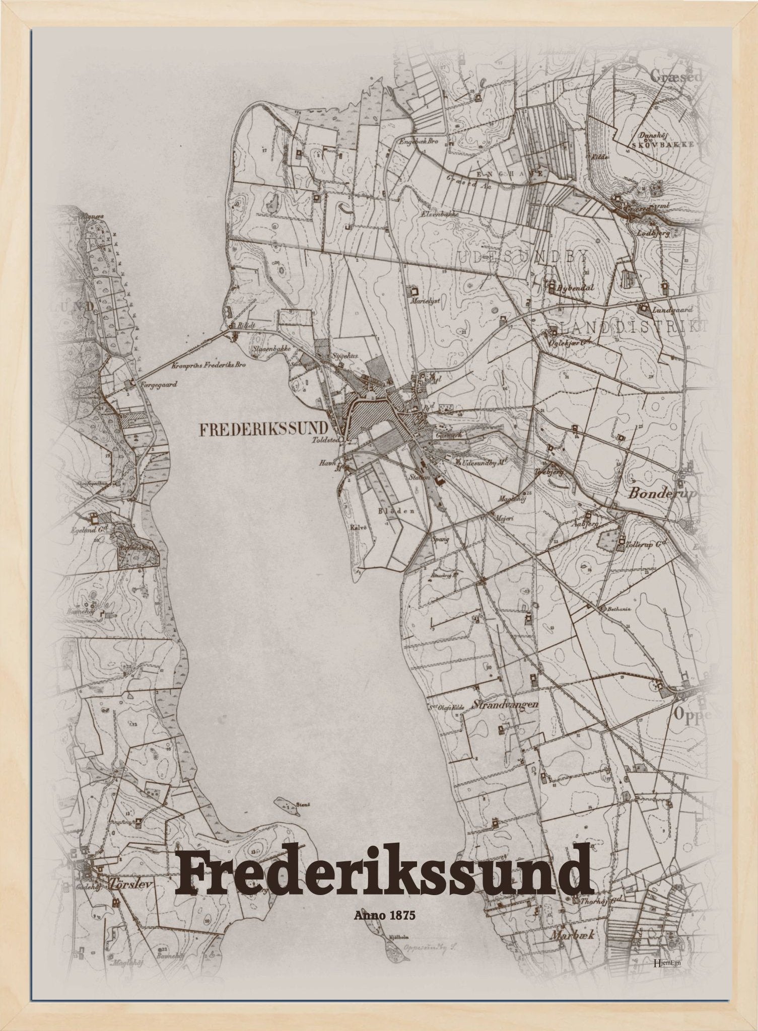 Frederikssund anno år 1875 | retro plakat fra din HjemEgn | hurtig levering og høj kvalitet [køb nu] 