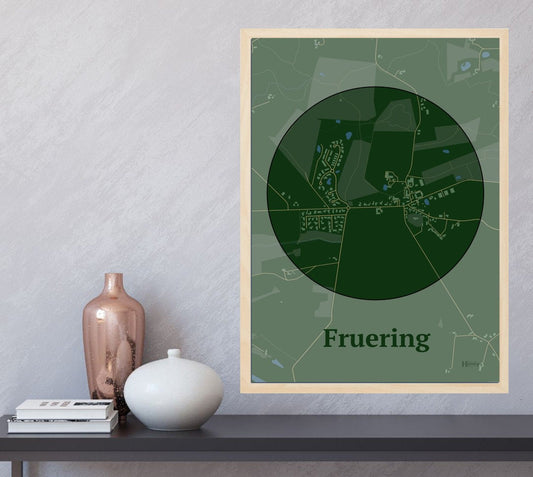 Fruering plakat i farve  og HjemEgn.dk design centrum. Design bykort for Fruering