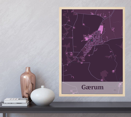 Gærum plakat i farve  og HjemEgn.dk design firkantet. Design bykort for Gærum