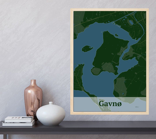 Gavnø plakat i farve  og HjemEgn.dk design firkantet. Design ø-kort for Gavnø