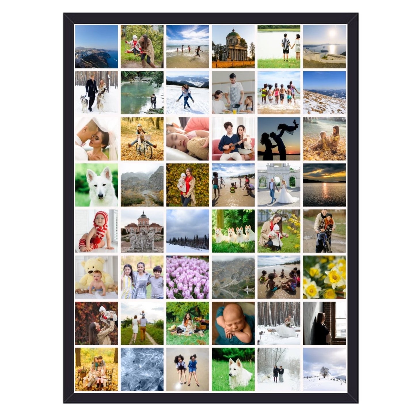 Foto collage op til 300 fotos med Grid design (lige rækker og kolonner) - vi designer for dig