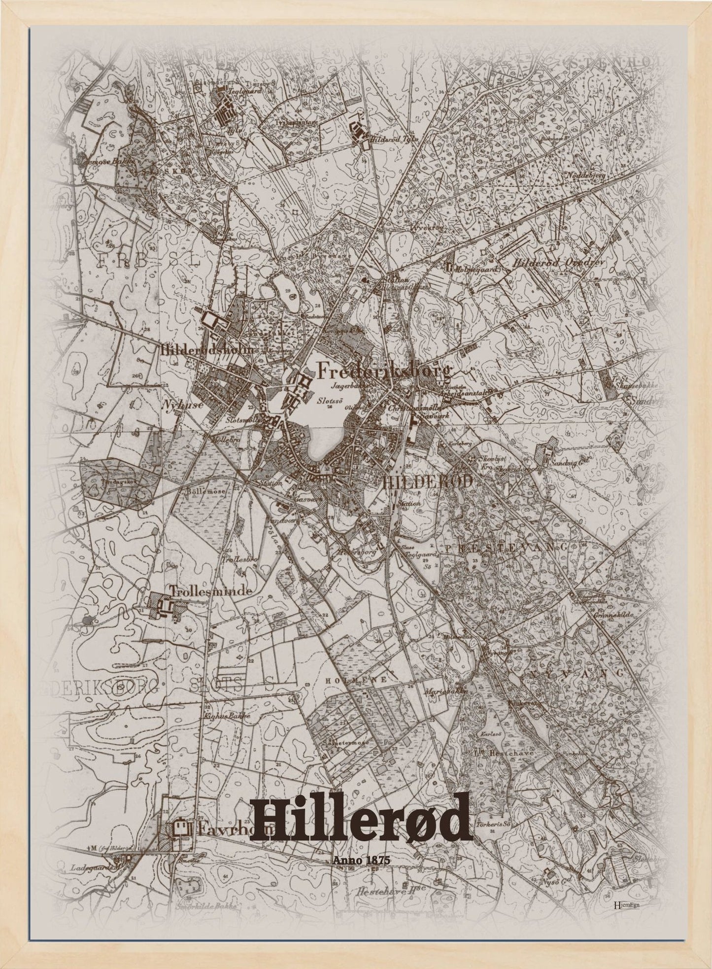 Hillerød anno år 1875 | retro plakat fra din HjemEgn | hurtig levering og høj kvalitet [køb nu] 