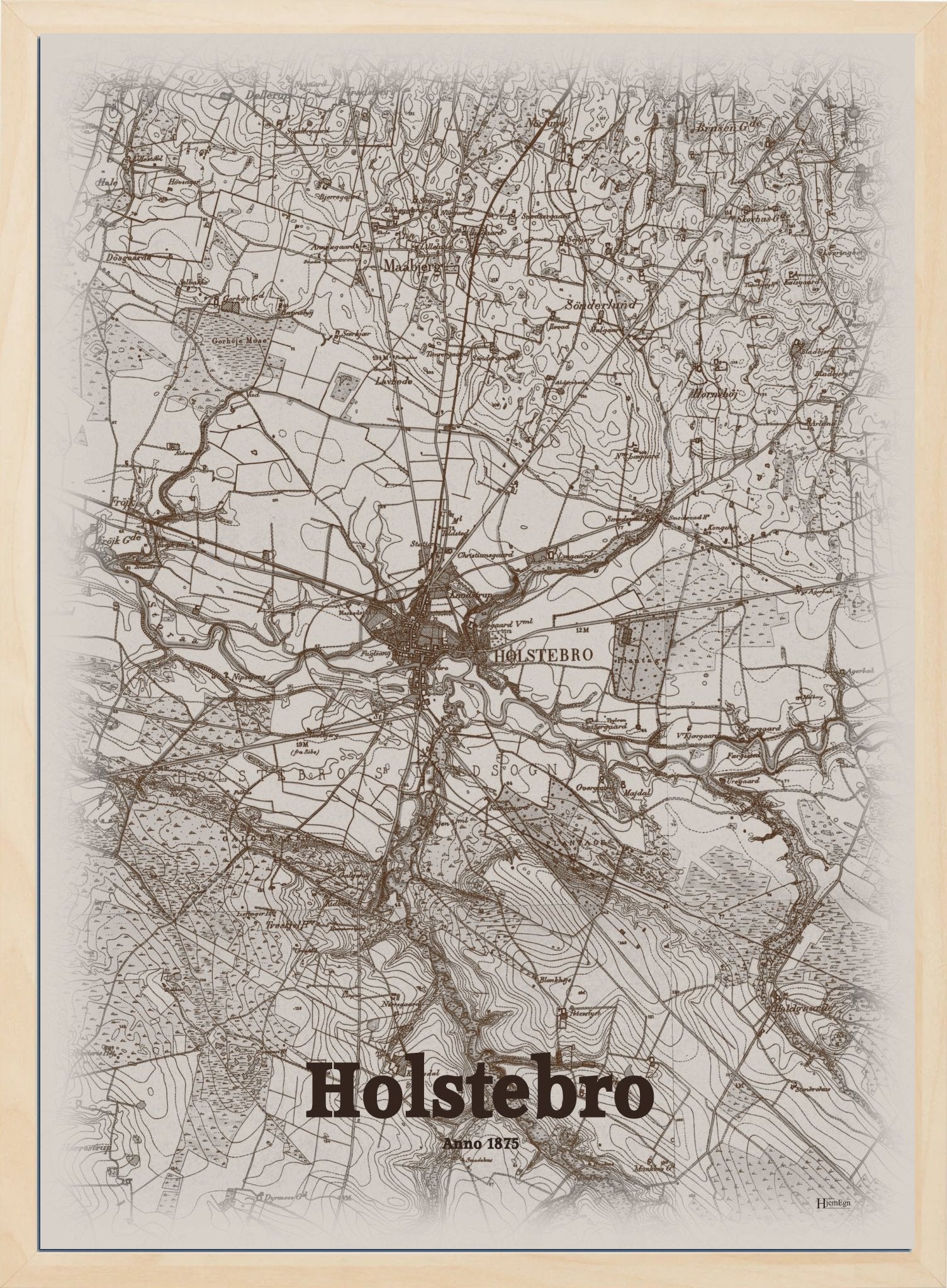 Holstebro anno år 1875 | retro plakat fra din HjemEgn | hurtig levering og høj kvalitet [køb nu] 