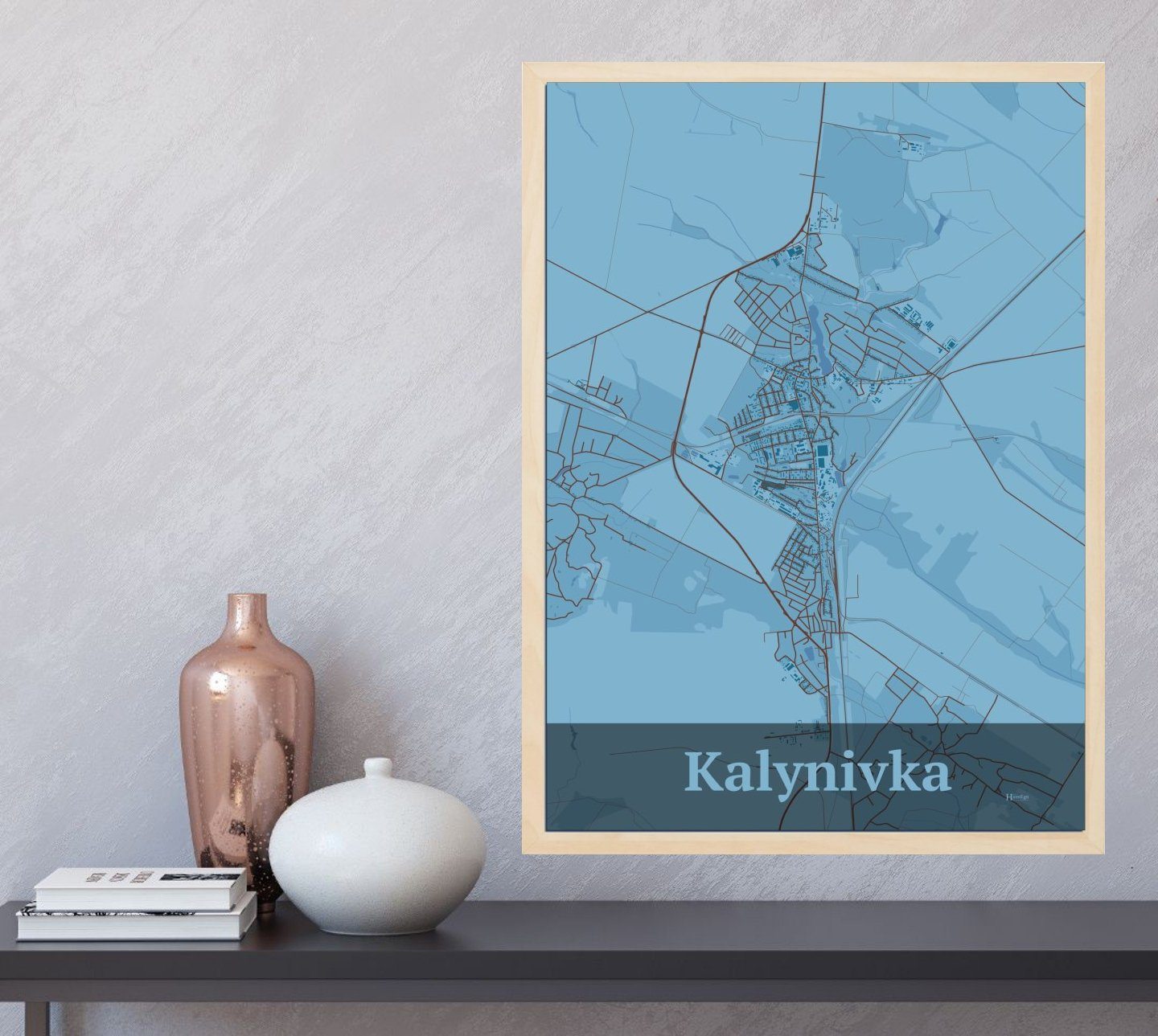 Kalynivka plakat med HjemEgn.dk design firkantet. Design bykort for Kalynivka