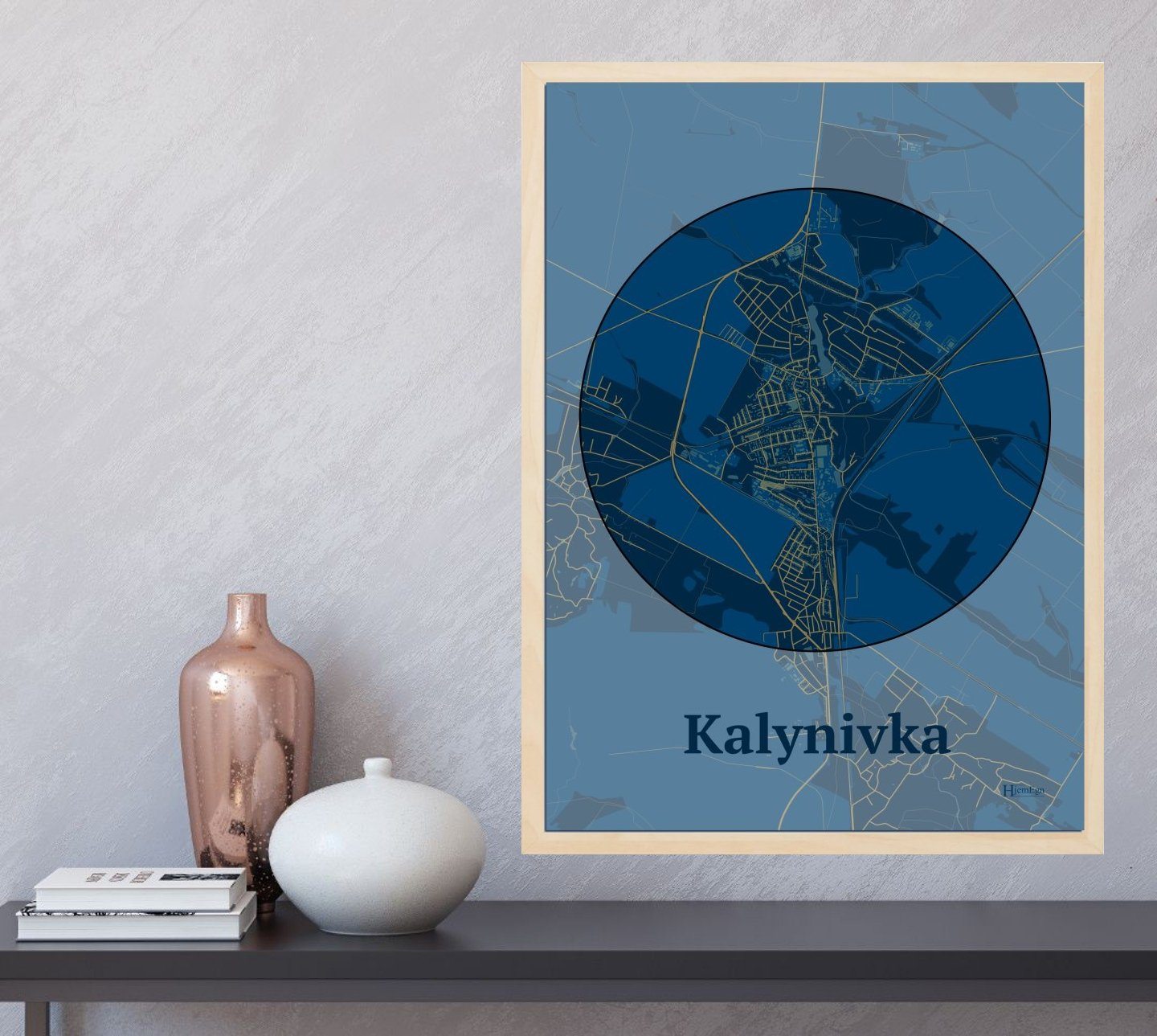 Kalynivka plakat i farve  og HjemEgn.dk design centrum. Design bykort for Kalynivka