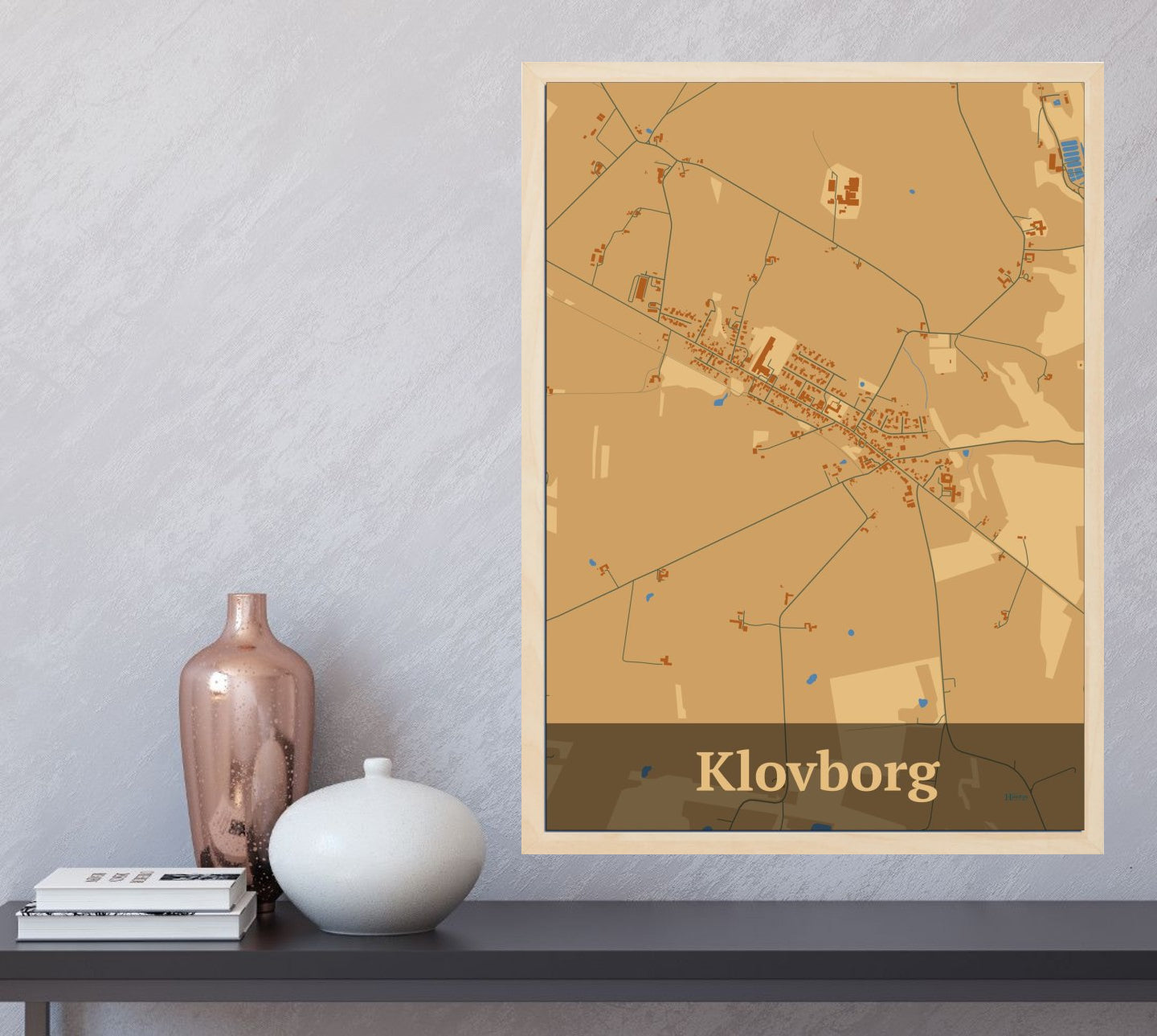 Klovborg plakat i farve  og HjemEgn.dk design firkantet. Design bykort for Klovborg