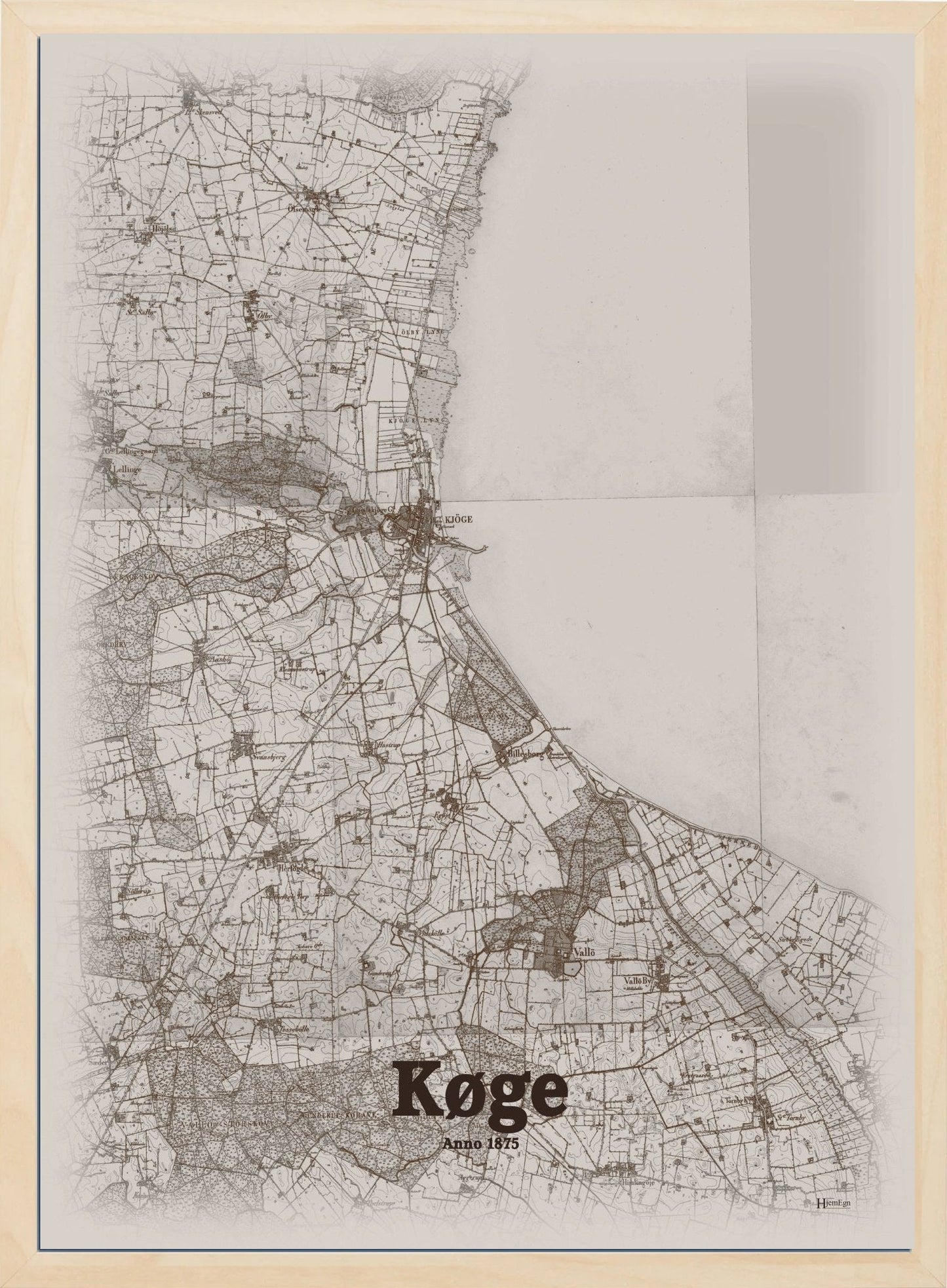 Køge anno år 1875 | retro plakat fra din HjemEgn | hurtig levering og høj kvalitet [køb nu] 