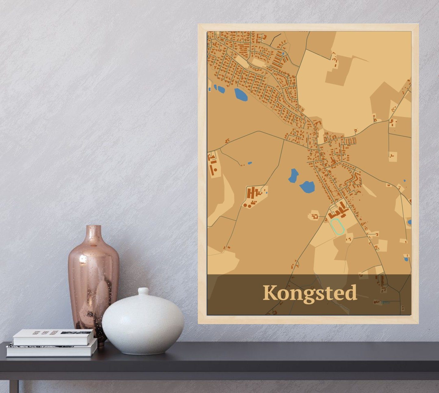 Kongsted plakat med HjemEgn.dk design firkantet. Design bykort for Kongsted