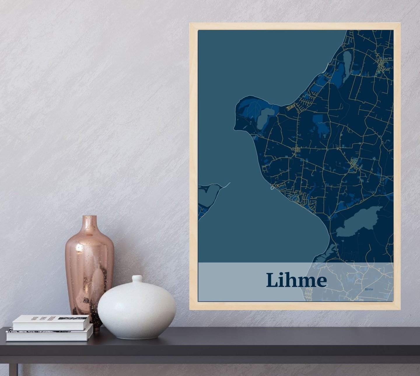 Lihme plakat med HjemEgn.dk design firkantet. Design bykort for Lihme