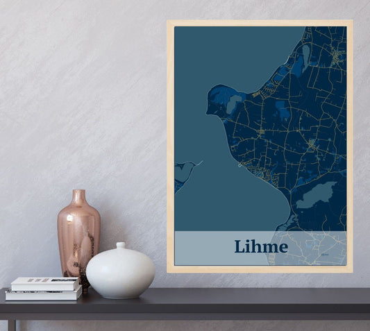 Lihme plakat med HjemEgn.dk design firkantet. Design bykort for Lihme