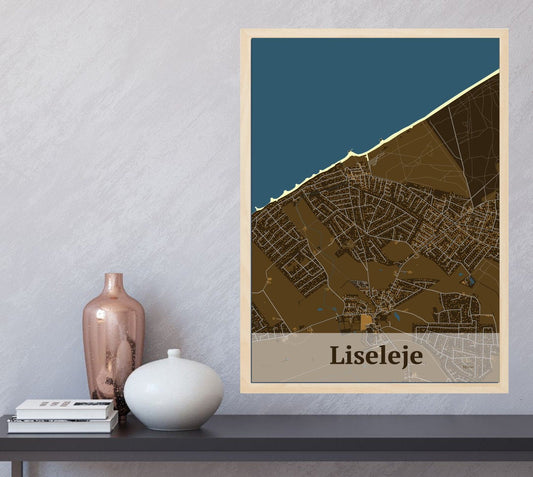Liseleje plakat i farve  og HjemEgn.dk design firkantet. Design bykort for Liseleje