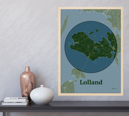 Lolland plakat i farve  og HjemEgn.dk design centrum. Design ø-kort for Lolland