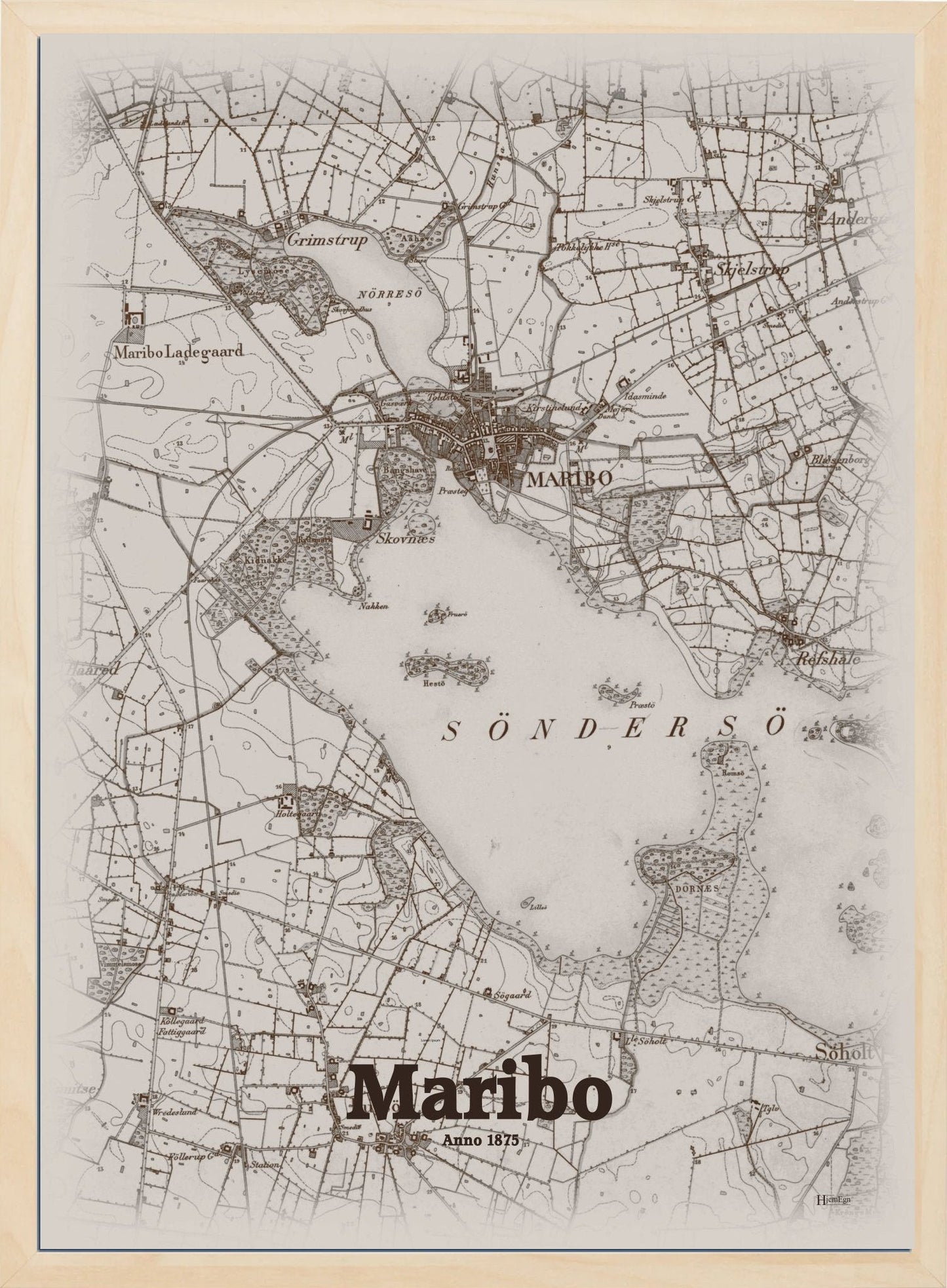 Maribo anno år 1875 | retro plakat fra din HjemEgn | hurtig levering og høj kvalitet [køb nu] 