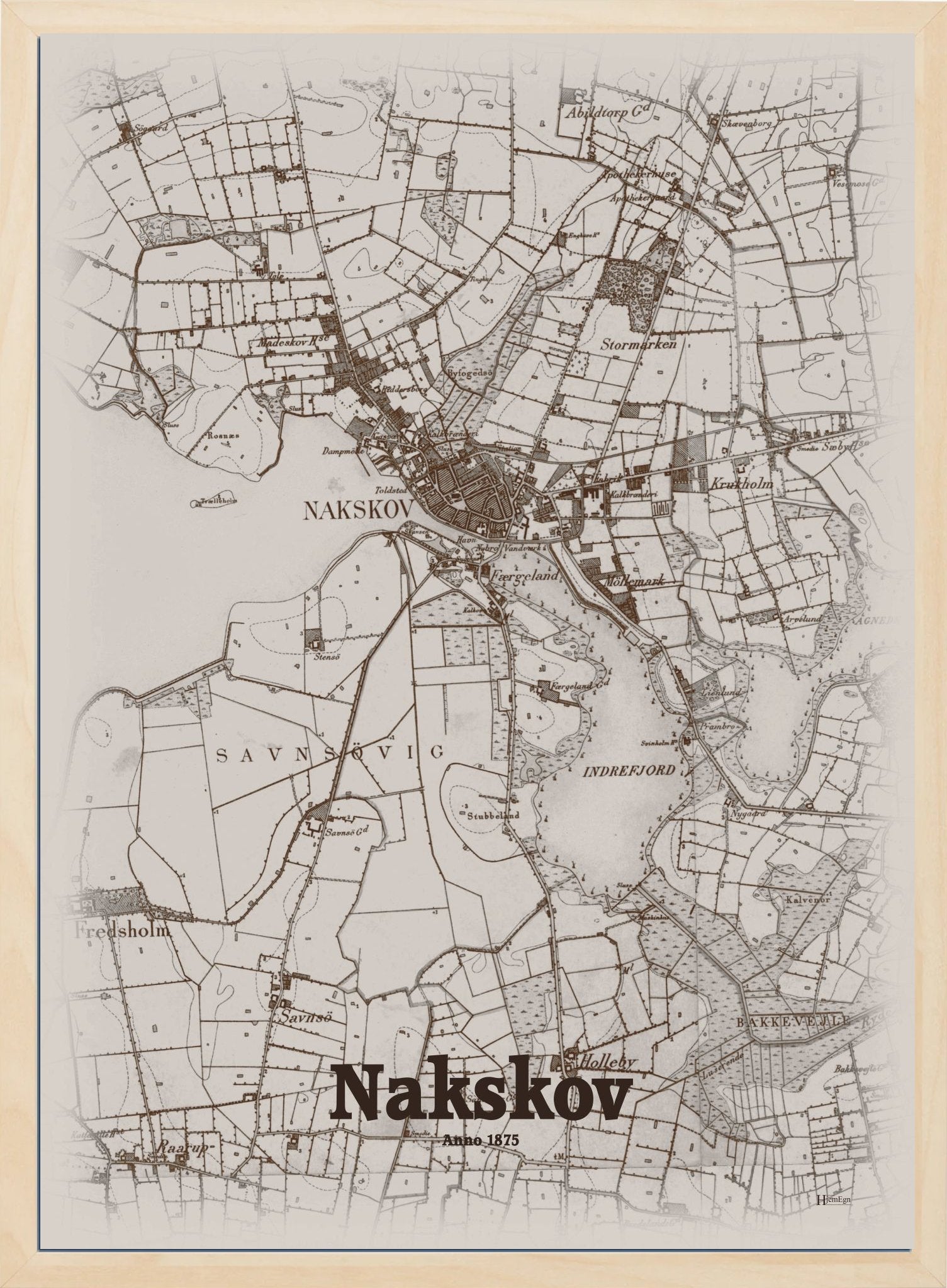 Nakskov anno år 1875 | retro plakat fra din HjemEgn | hurtig levering og høj kvalitet [køb nu] 