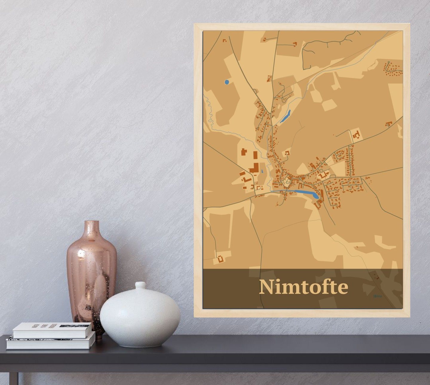 Nimtofte plakat i farve  og HjemEgn.dk design firkantet. Design bykort for Nimtofte