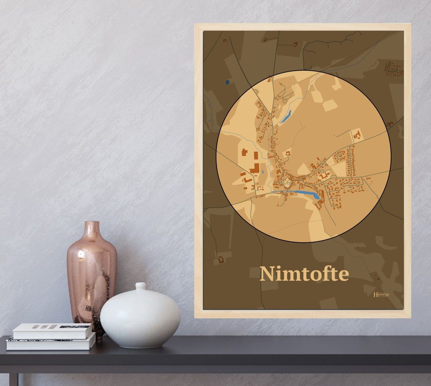 Nimtofte plakat i farve  og HjemEgn.dk design centrum. Design bykort for Nimtofte