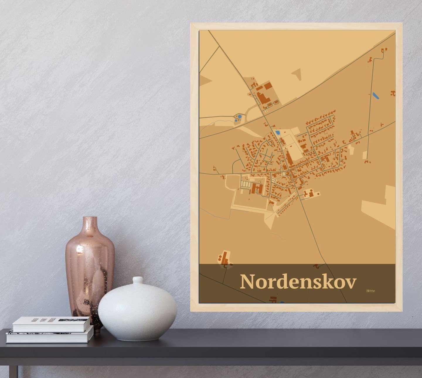 Nordenskov plakat i farve  og HjemEgn.dk design firkantet. Design bykort for Nordenskov