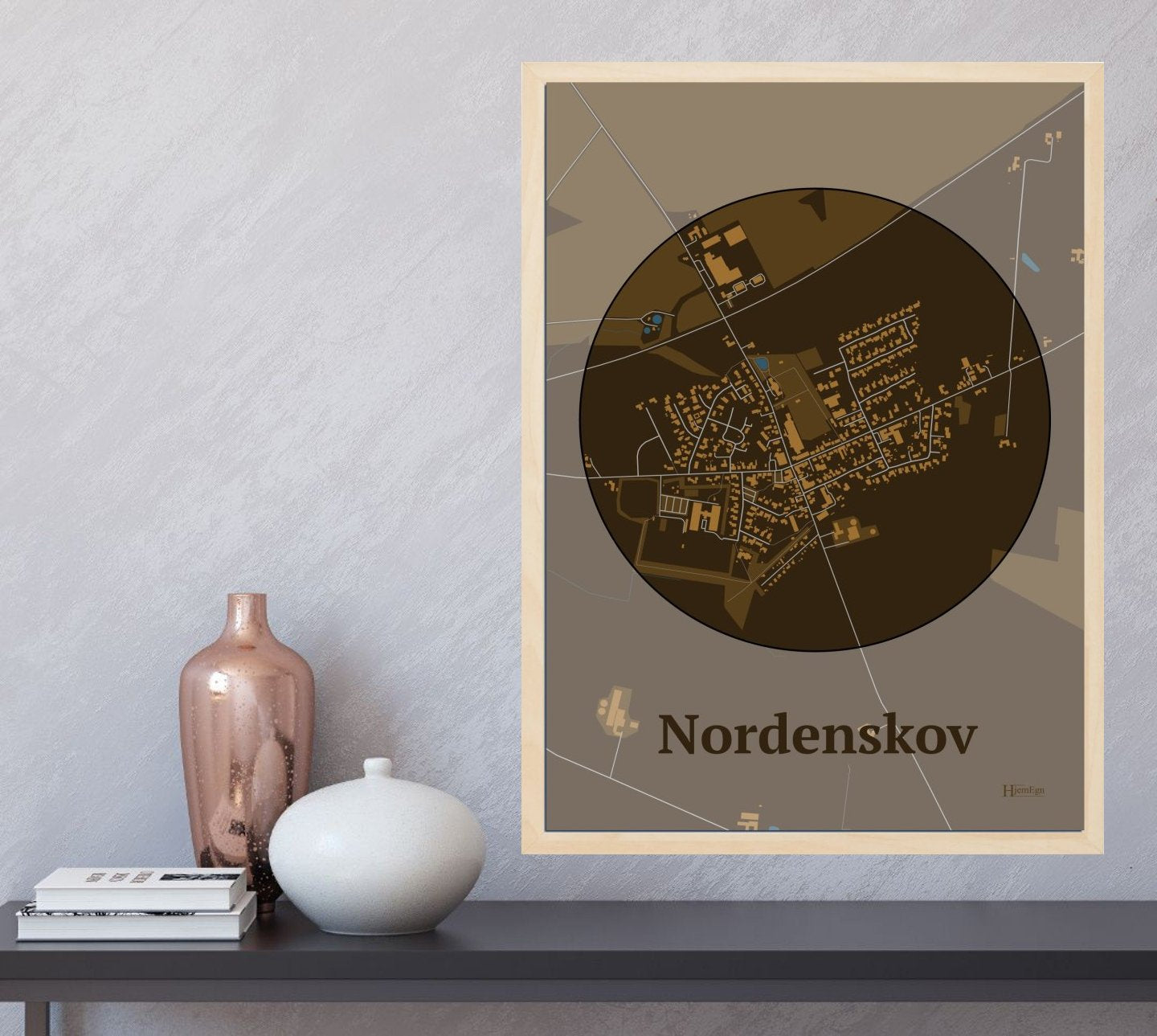 Nordenskov plakat i farve  og HjemEgn.dk design centrum. Design bykort for Nordenskov