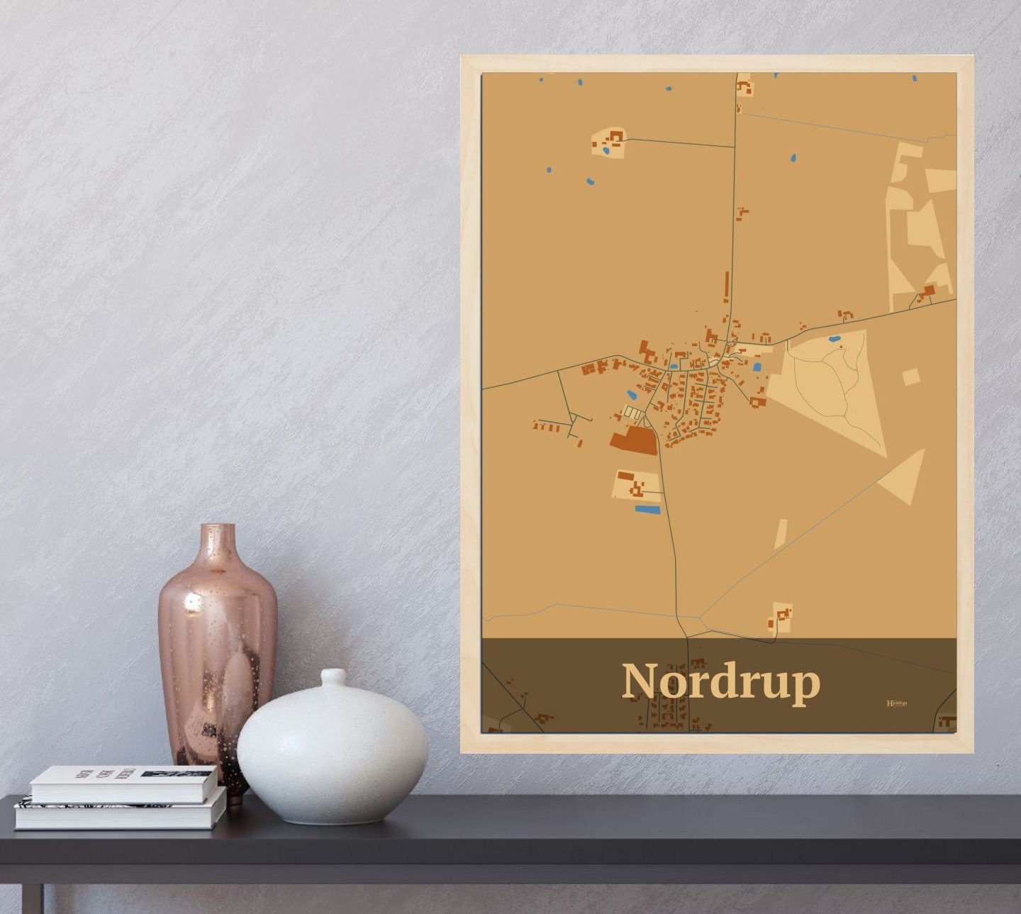 Nordrup plakat i farve  og HjemEgn.dk design firkantet. Design bykort for Nordrup