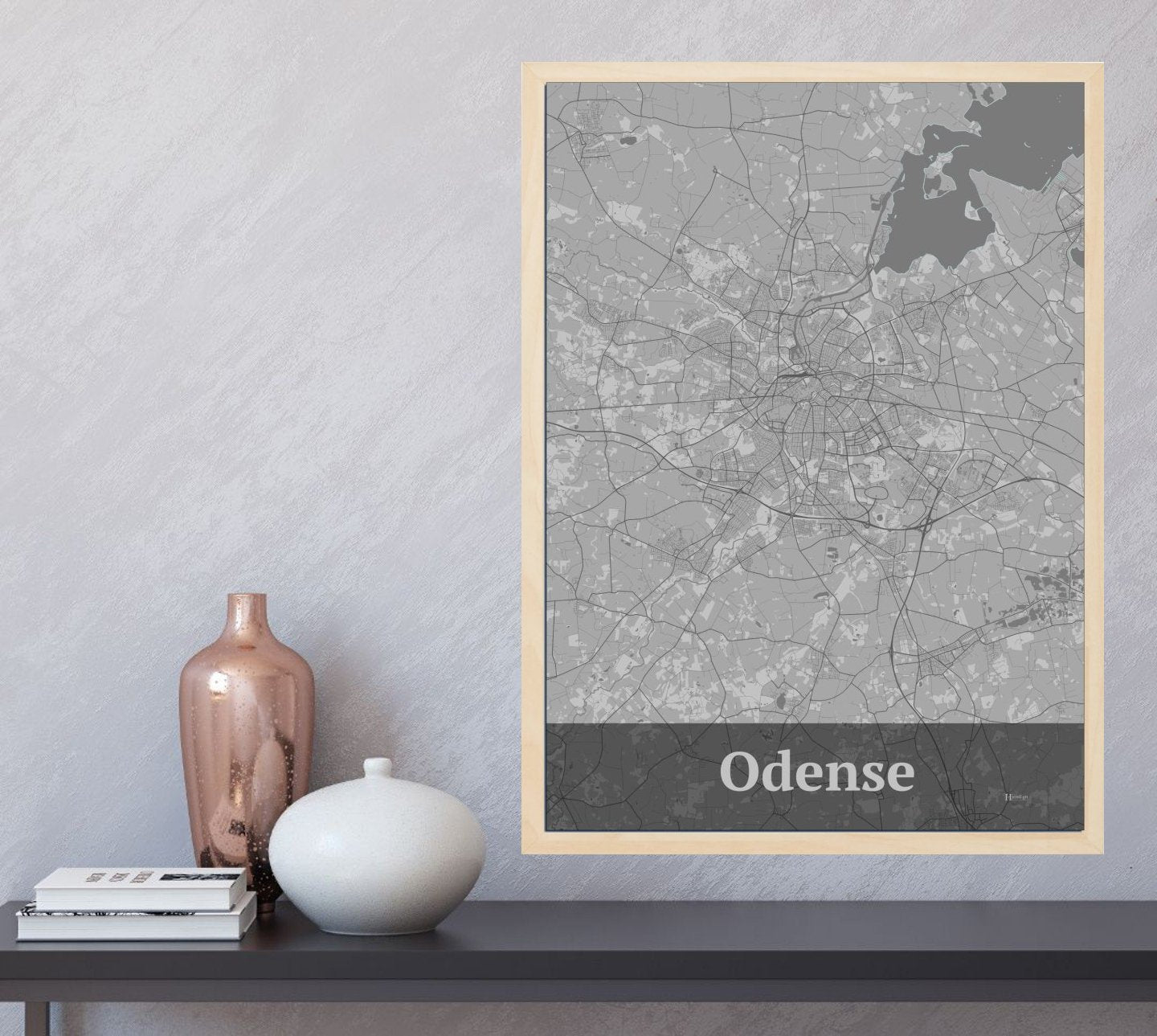 Odense plakat med HjemEgn.dk design firkantet. Design bykort for Odense