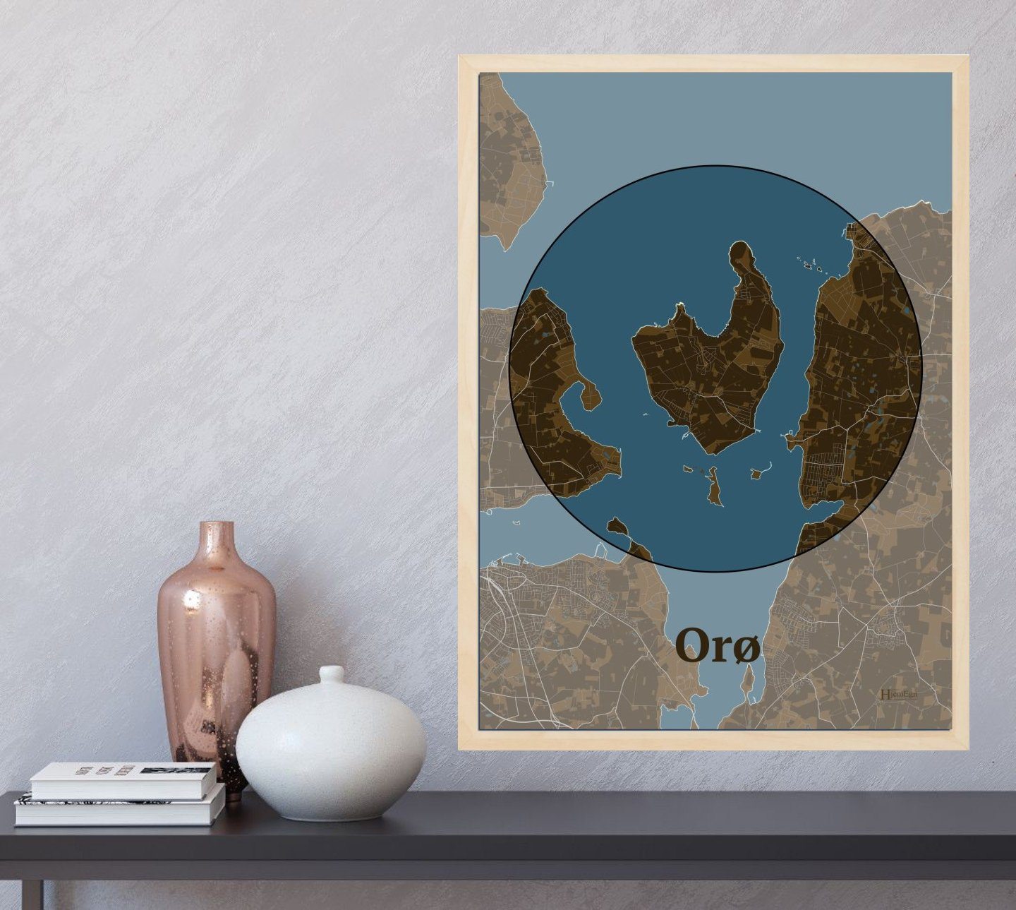 Orø plakat i farve  og HjemEgn.dk design centrum. Design ø-kort for Orø