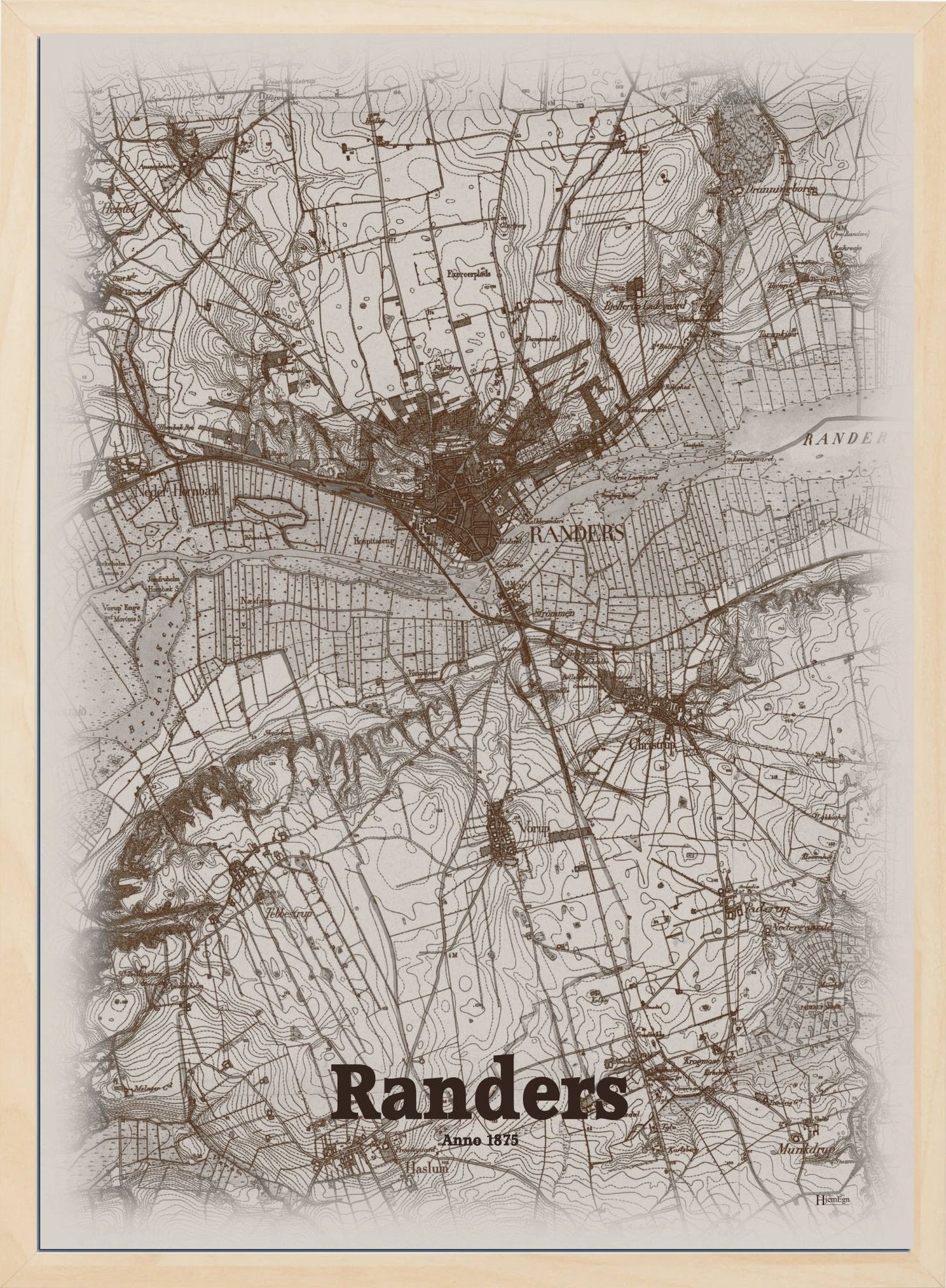 Randers anno år 1875 | retro plakat fra din HjemEgn | hurtig levering og høj kvalitet [køb nu] 