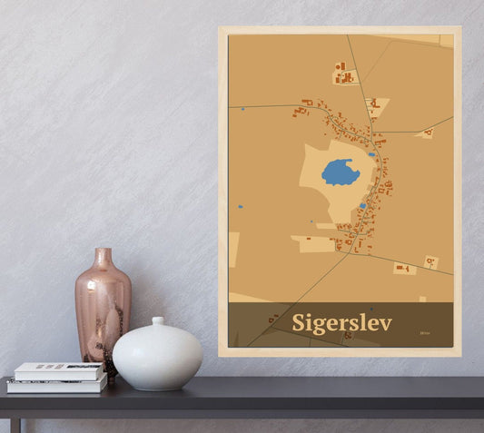 Sigerslev plakat i farve  og HjemEgn.dk design firkantet. Design bykort for Sigerslev