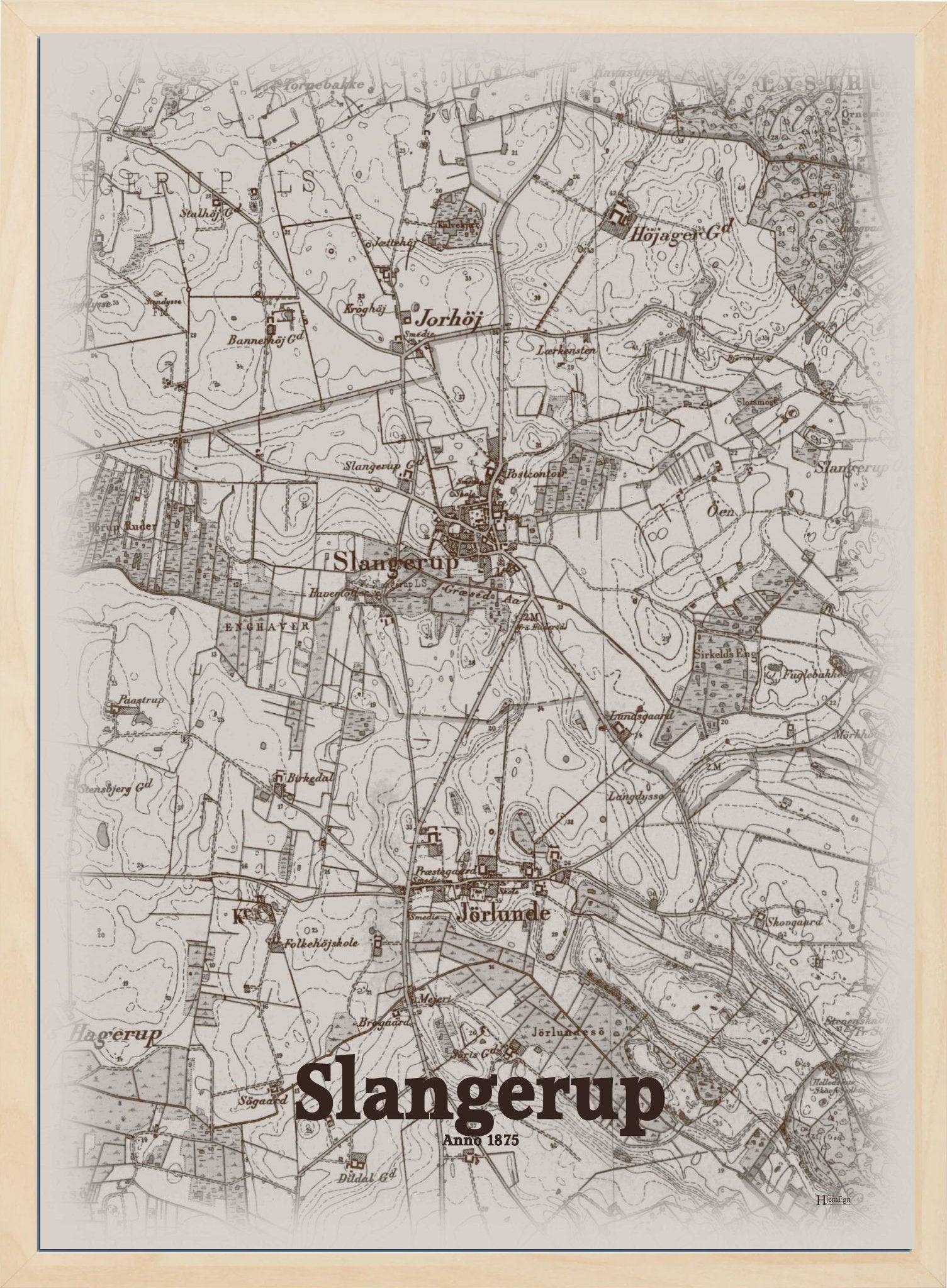 Slangerup 1875 - HjemEgn Nostalgi plakat - Hjemegn