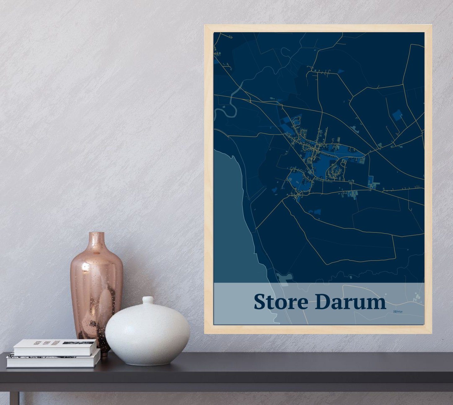 Store Darum plakat med HjemEgn.dk design firkantet. Design bykort for Store Darum
