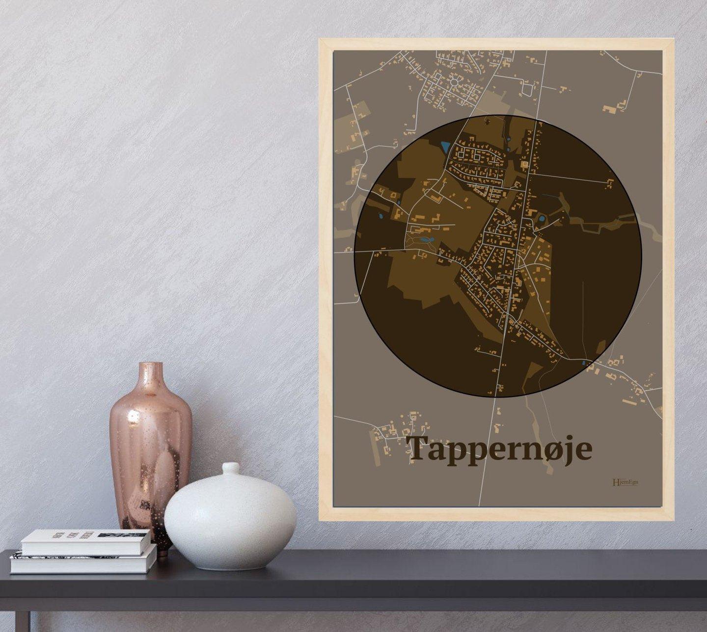 Tappernøje plakat i farve  og HjemEgn.dk design centrum. Design bykort for Tappernøje