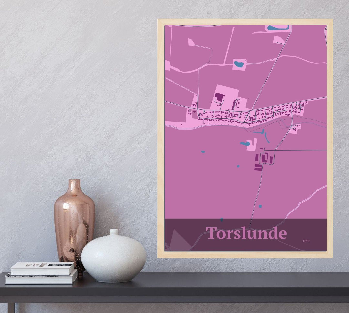 Torslunde plakat i farve  og HjemEgn.dk design firkantet. Design bykort for Torslunde