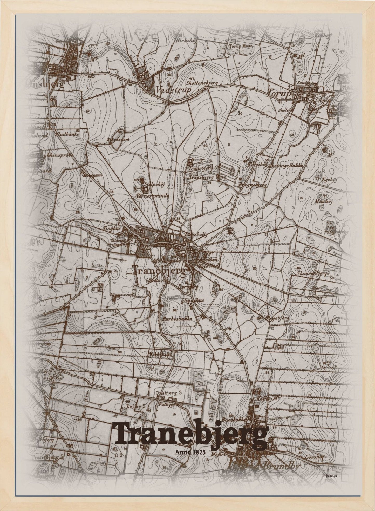 Tranebjerg 1875 - HjemEgn Nostalgi plakat - Hjemegn