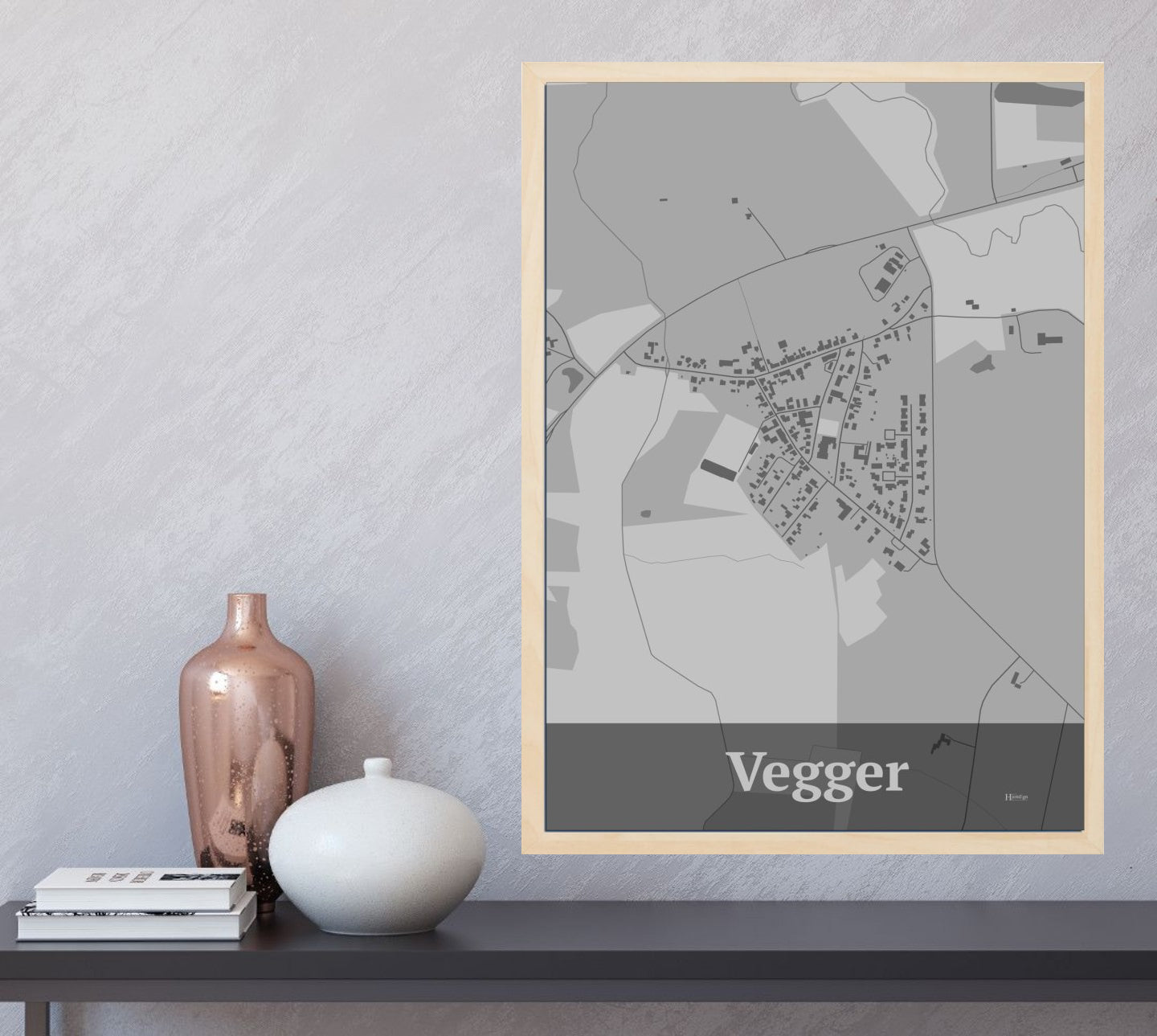 Vegger plakat i farve  og HjemEgn.dk design firkantet. Design bykort for Vegger