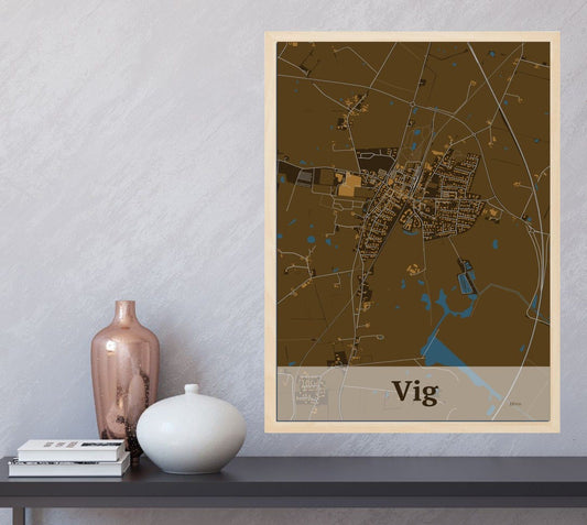 Vig plakat i farve  og HjemEgn.dk design firkantet. Design bykort for Vig