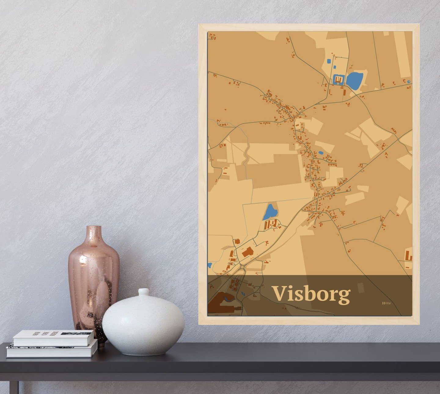 Visborg plakat i farve  og HjemEgn.dk design firkantet. Design bykort for Visborg