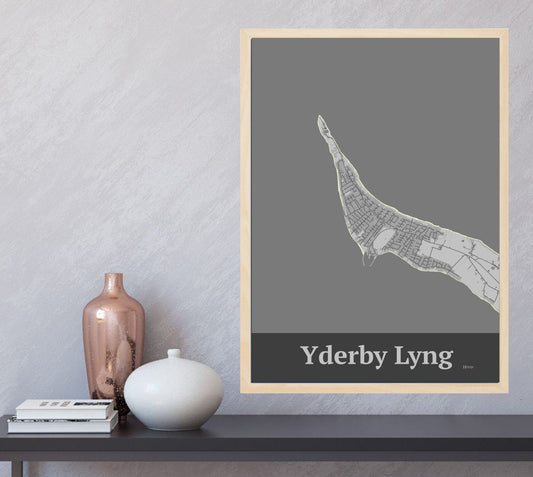 Yderby Lyng plakat i farve  og HjemEgn.dk design firkantet. Design bykort for Yderby Lyng